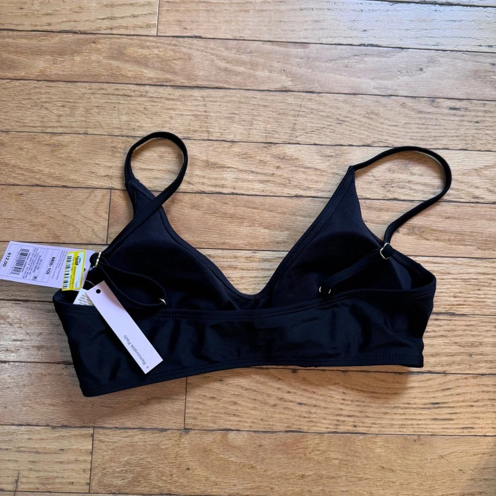 Wild Fable Womens Scoop Front Bikini Top Black Adjustable Straps M 8-10 New